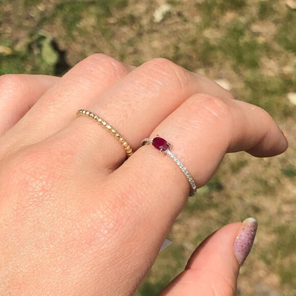 Ruby Ring in Solid 14K Gold with Natural Diamond Accented Shank - Picture 10 of 10